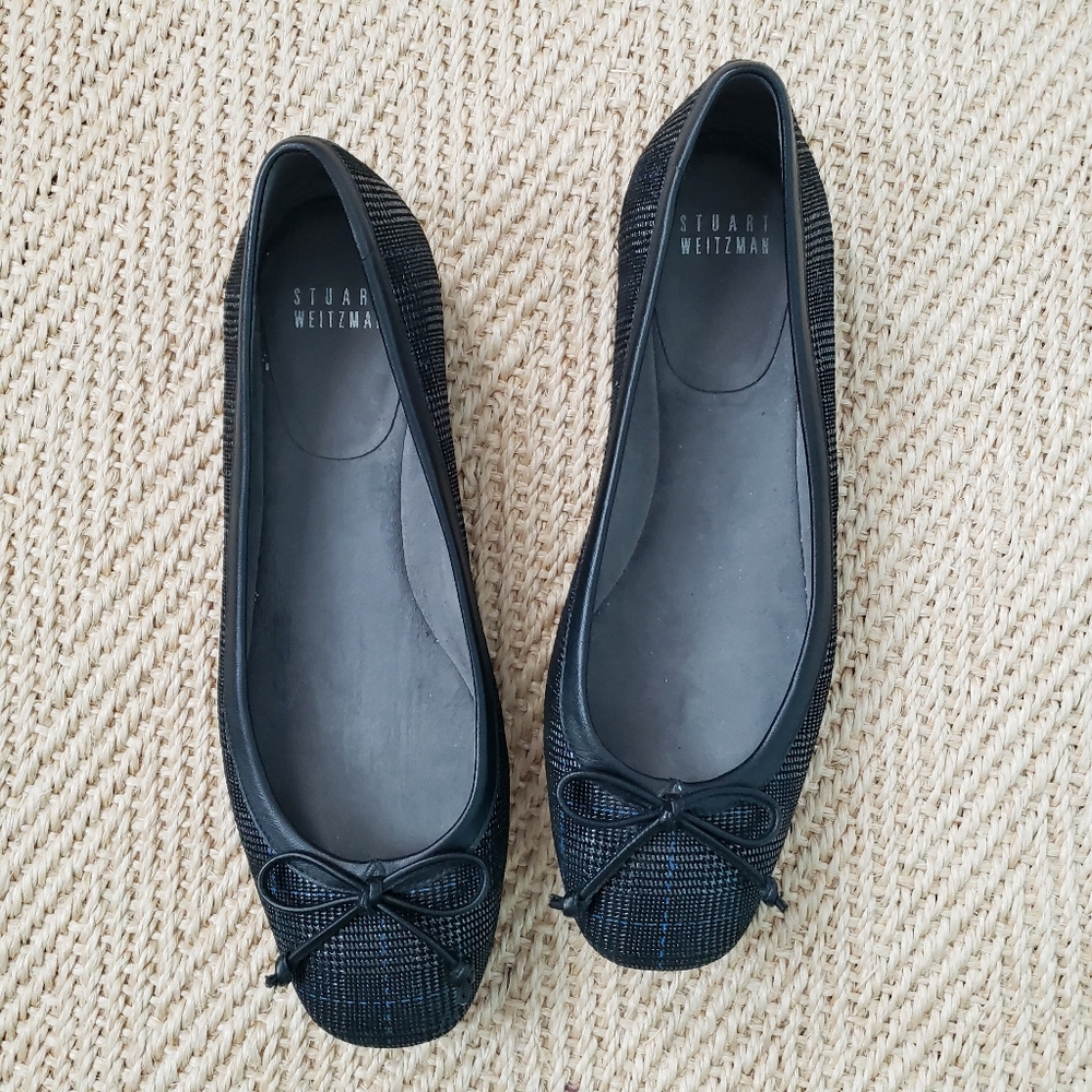 Stuart Weitzman ShoeString Plaid Ballerina Flats Pewter/schotch